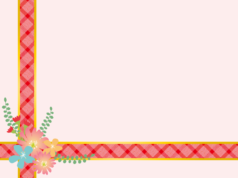 花を飾った赤いリボンのピンク色フレーム飾り枠イラスト 無料イラスト かわいいフリー素材集 フレームぽけっと