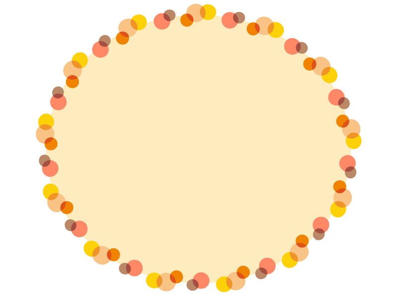 暖色系の水玉の黄色楕円フレーム飾り枠イラスト 無料イラスト かわいいフリー素材集 フレームぽけっと