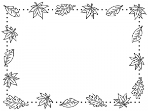 落ち葉とドットの白黒囲みフレーム飾り枠イラスト