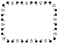 キノコの囲み白黒フレーム飾り枠イラスト