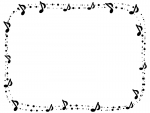音符とふんわりドットの白黒囲みフレーム飾り枠イラスト