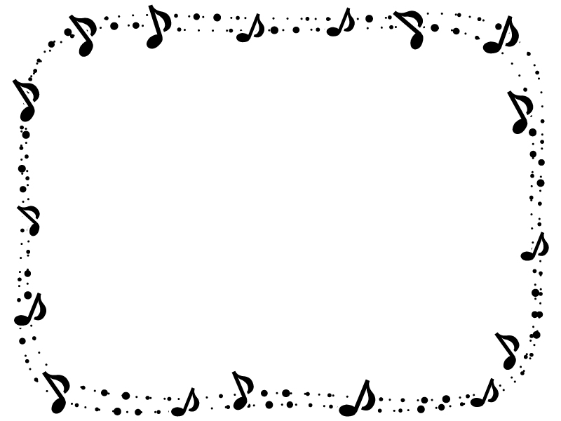 音符とふんわりドットの白黒囲みフレーム飾り枠イラスト 無料イラスト かわいいフリー素材集 フレームぽけっと