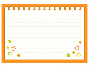 お星さま柄のオレンジ色のノートのフレーム飾り枠イラスト