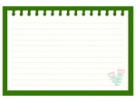 お花柄の緑色のノートのフレーム飾り枠イラスト