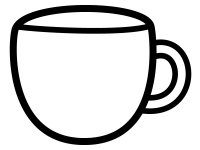 コーヒーカップ型の白黒フレーム飾り枠イラスト02