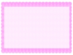 ダイヤ柄パターンのピンク色のもこもこフレーム飾り枠イラスト