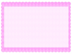 ダイヤ柄パターンのピンク色のもこもこフレーム飾り枠イラスト