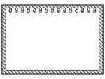 斜めストライプ模様のノートの白黒フレーム飾り枠イラスト