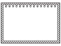 斜めストライプ模様のノートの白黒フレーム飾り枠イラスト