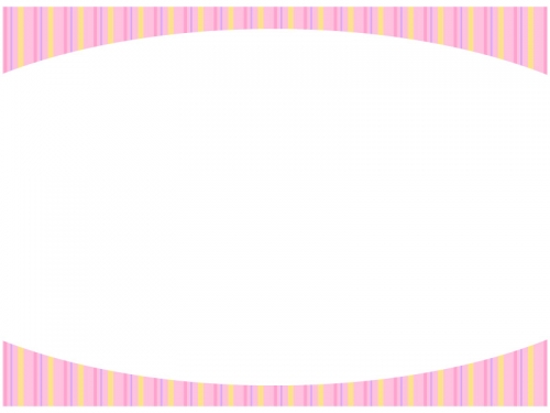 ピンク色のストライプのフレーム飾り枠イラスト