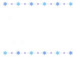ブルー系の雪の結晶の上下フレーム飾り枠イラスト