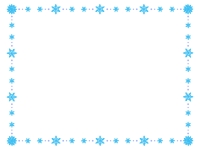 ブルー系の雪の結晶の囲みフレーム飾り枠イラスト