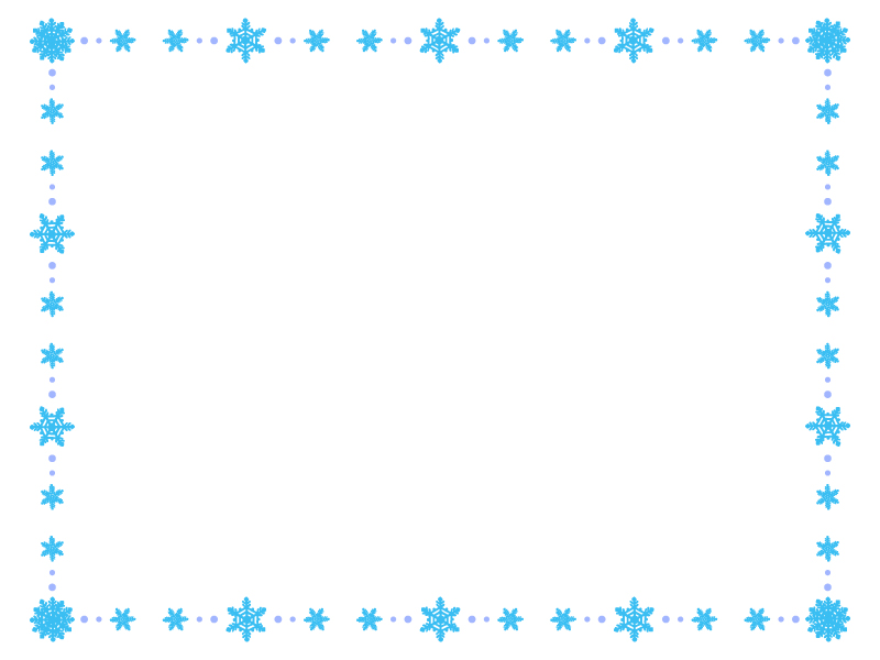 ブルー系の雪の結晶の囲みフレーム飾り枠イラスト 無料イラスト かわいいフリー素材集 フレームぽけっと