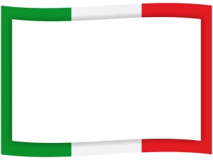イタリアカラーの緑白赤の旗風フレーム飾り枠イラスト