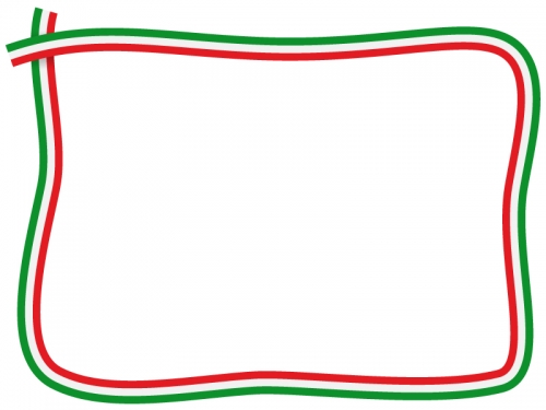 イタリアカラーの緑白赤の手書き風フレーム飾り枠イラスト