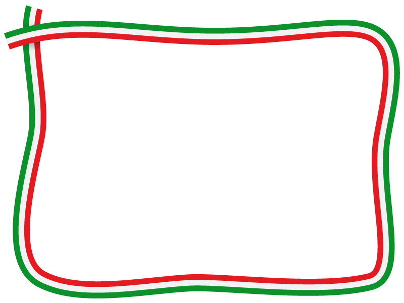 イタリアカラーの緑白赤の手書き風フレーム飾り枠イラスト 無料イラスト かわいいフリー素材集 フレームぽけっと