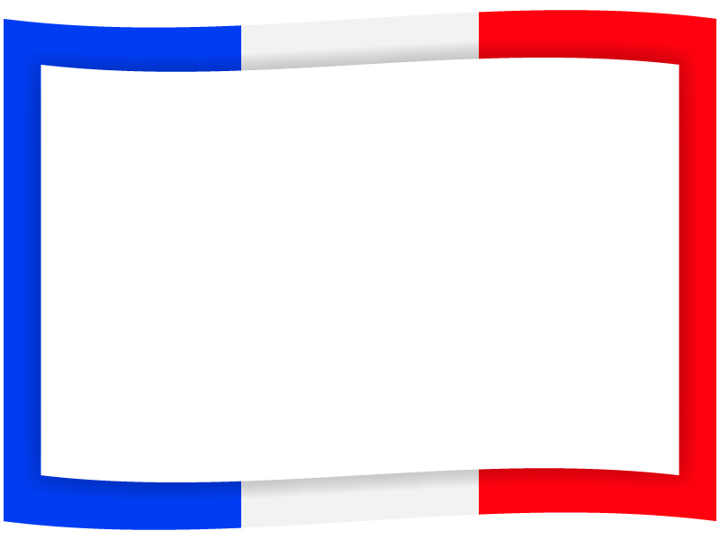 フランスカラーの青白赤の旗風フレーム飾り枠イラスト 無料イラスト かわいいフリー素材集 フレームぽけっと