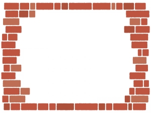 赤茶色のレンガ壁のフレーム飾り枠イラスト
