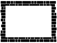 レンガ壁の白黒四角フレーム飾り枠イラスト