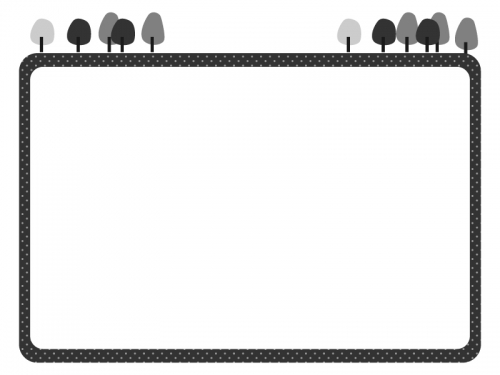 森の上部白黒フレーム飾り枠イラスト