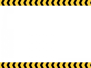 黒と黄色のくの字線の注意・警戒の上下フレーム飾り枠イラスト