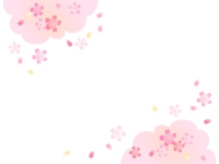 ふんわりとした桜の上下フレーム飾り枠イラスト