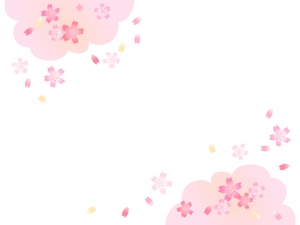 ふんわりとした桜の上下フレーム飾り枠イラスト