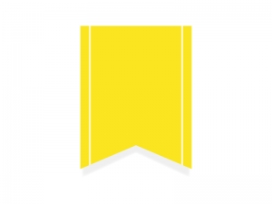 黄色いリボン風タグのフレーム飾り枠イラスト