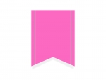 ピンクのリボン風タグのフレーム飾り枠イラスト