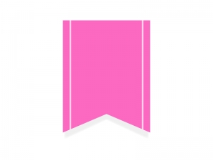 ピンクのリボン風タグのフレーム飾り枠イラスト