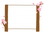 桜の木の看板風フレーム飾り枠イラスト