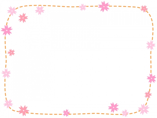 桜の点線フレーム飾り枠イラスト