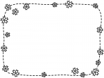 桜の点線白黒フレーム飾り枠イラスト