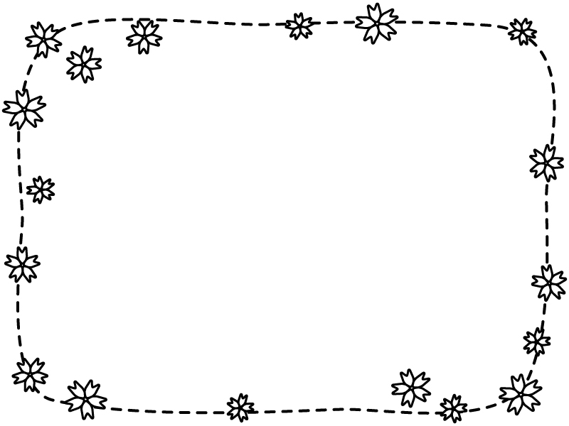 桜の点線白黒フレーム飾り枠イラスト 無料イラスト かわいいフリー素材集 フレームぽけっと