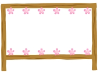 上下の桜と看板のフレーム飾り枠イラスト