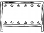 上下の桜と看板の白黒フレーム飾り枠イラスト