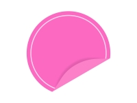 めくれたピンクの円形のシール・ラベルのフレーム飾り枠イラスト