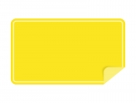 めくれた黄色い横長のシール・ラベルのフレーム飾り枠イラスト