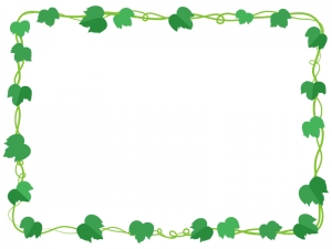アイビー（蔦・ツタ）葉っぱの囲みフレーム飾り枠イラスト