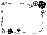 クローバーと飾り線の囲み白黒フレーム飾り枠イラスト