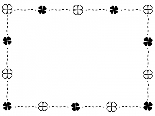 クローバーの点線囲み白黒フレーム飾り枠イラスト