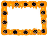 ハロウィン・かぼちゃとオレンジ色の垂れたようなフレーム飾り枠イラスト