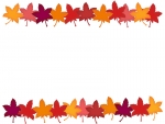 色鮮やかな紅葉（もみじ）の上下フレーム飾り枠イラスト