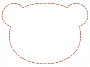 クマの顔の形の茶色の点線フレーム飾り枠イラスト