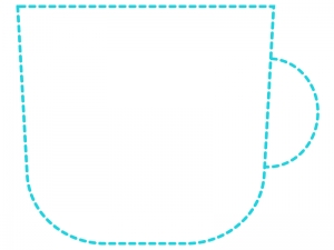 コップの形の水色の点線フレーム飾り枠イラスト