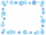 大小水玉（青色）のフレーム飾り枠イラスト