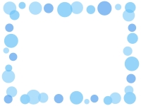 大小水玉（青色）のフレーム飾り枠イラスト