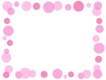 大小水玉（ピンク色）のフレーム飾り枠イラスト
