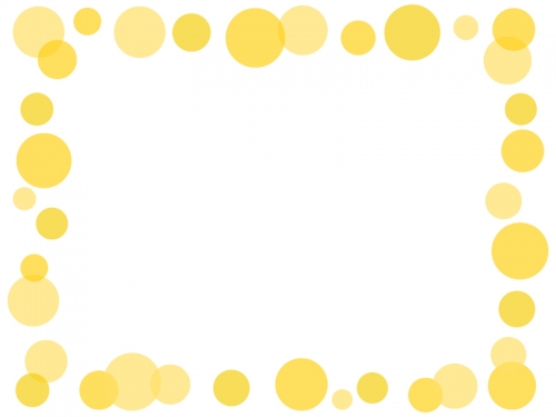 大小水玉（黄色）のフレーム飾り枠イラスト