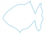 金魚の形の水色の点線フレーム飾り枠イラスト